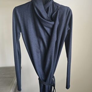 Helmut Lang Dark Blue Cowl Neck Sweater